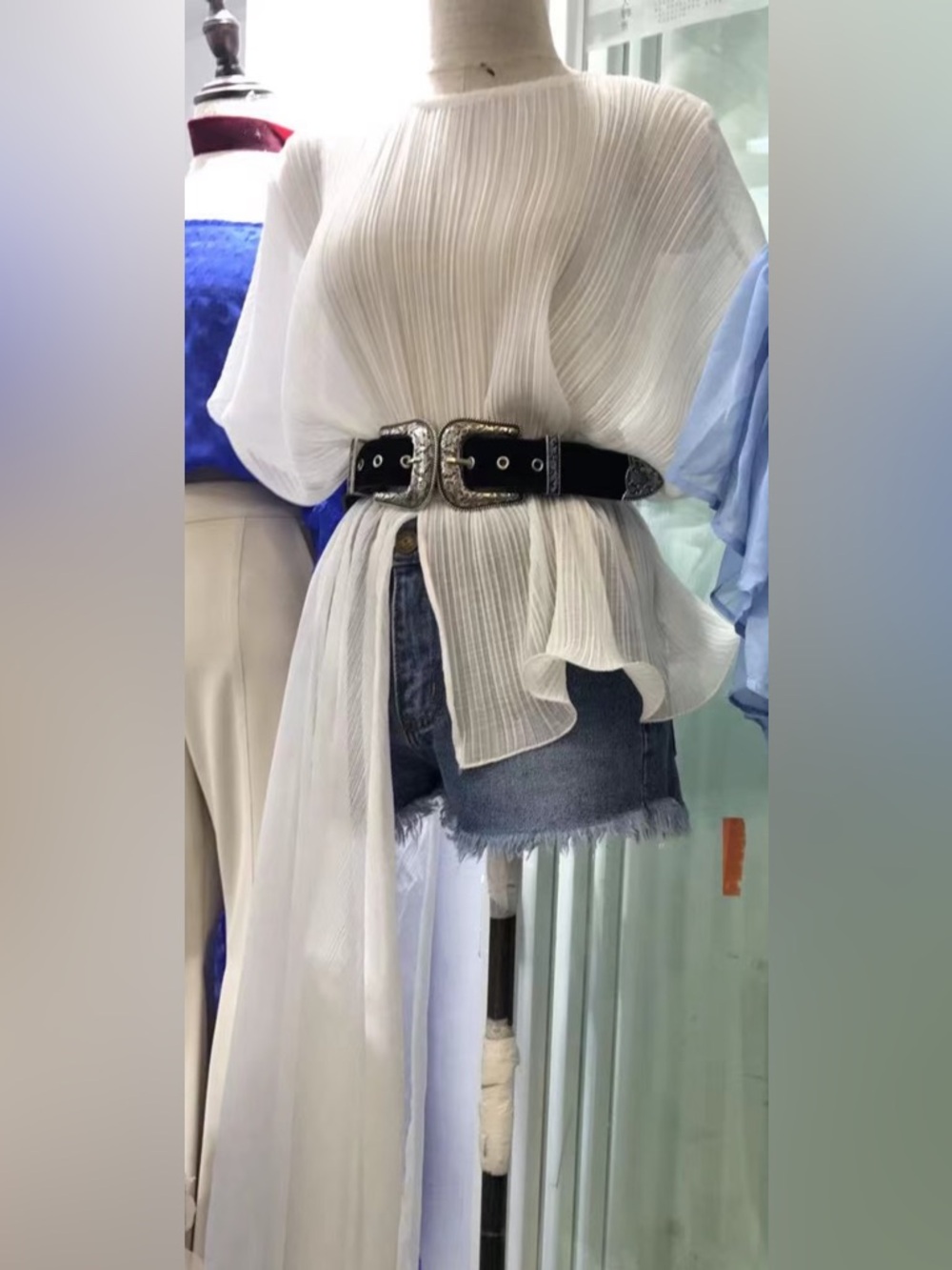 B‑Low the Belt Black Double Buckle Western Belt with Silver Hardware